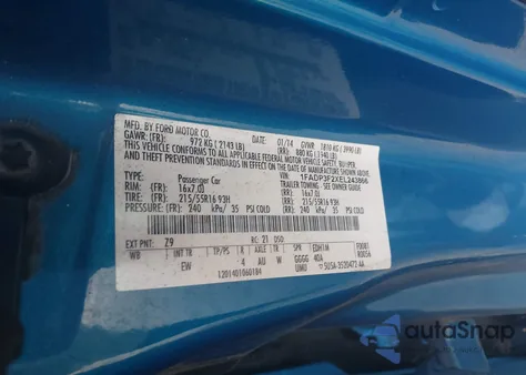 2014 Ford Focus Se из США, поврежденный, VIN 1FADP3F2XEL243866